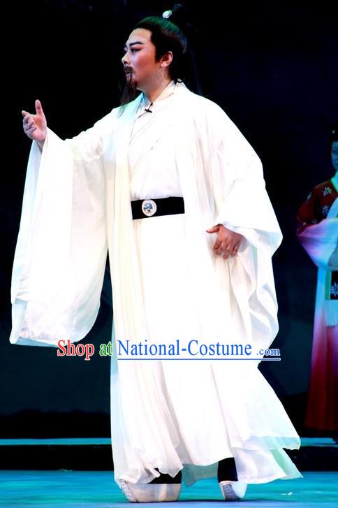 Chinese Huangmei Opera Poet Su Dongpo Costumes and Headwear An Hui Opera Literatus Apparels Scholar Clothing