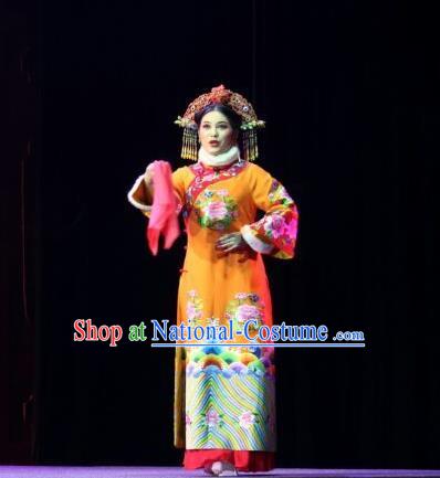 Chinese Huangmei Opera Court Lady Tie Mian Jin Guangti Garment Costumes and Headdress Traditional Anhui Opera Noble Consort Dress Apparels