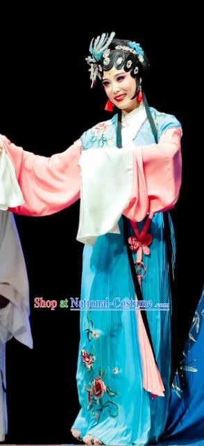 Chinese Huangmei Opera Hua Tan Zhu Xiu Garment Costumes and Headpieces Ji Mo Han Qing Traditional Anhui Opera Actress Dress Diva Apparels