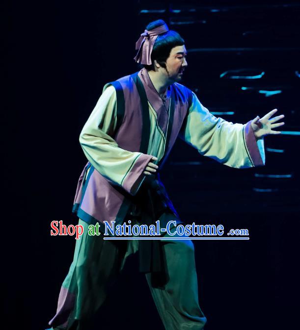 Chinese Huangmei Opera Civilian Man Ji Mo Han Qing Official Garment Costumes and Headwear An Hui Opera Farmer Apparels Clothing