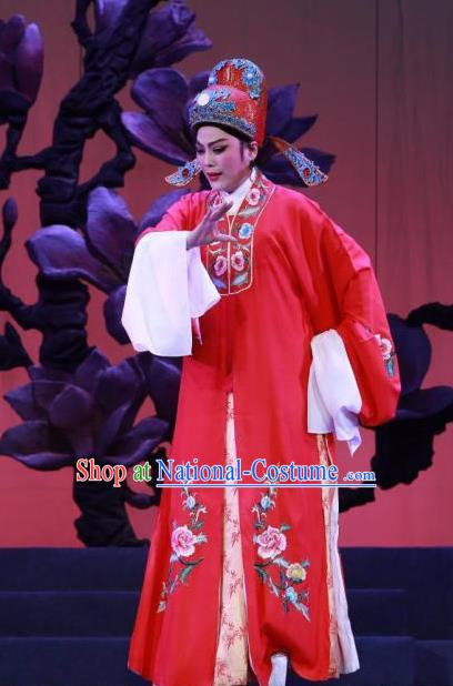 The Bridal Chamber Chinese Shaoxing Opera Bridegroom Garment and Hat Classical Yue Opera Xiao Sheng Apparels Young Male Costumes