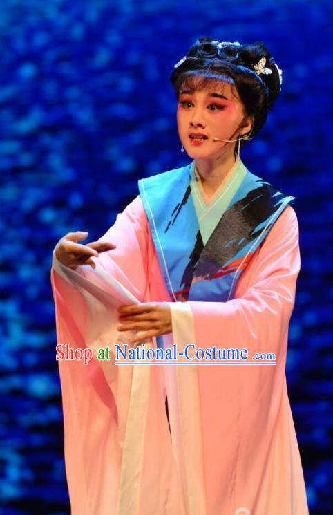 Chinese Huangmei Opera Young Lady Costumes and Headpieces Taibai Drunk Traditional Anhui Opera Princess Yu Zhen Dress Garment Apparels