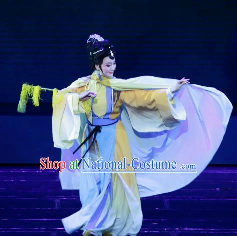 Chinese Huangmei Opera Princess Yu Zhen Costumes and Headpieces Taibai Drunk Traditional Anhui Opera Dress Garment Taoist Nun Apparels