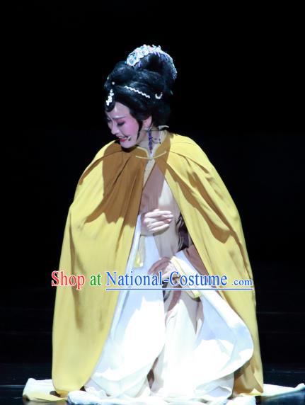 Chinese Huangmei Opera Taoist Nun Yu Zhen Costumes and Headpieces Taibai Drunk Traditional Anhui Opera Dress Actress Brown Garment Apparels