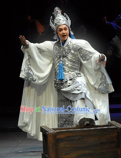 Xiao Qiao Chu Jia Chinese Huangmei Opera General Zhou Yu Costumes and Headwear An Hui Opera Martial Male Armor Apparels Clothing