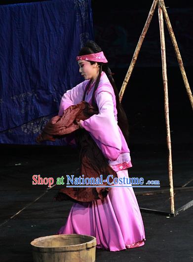 Chinese Huangmei Opera Young Lady Garment Costumes and Headpieces Xiao Qiao Chu Jia Traditional Anhui Opera Actress Diva Dress Apparels