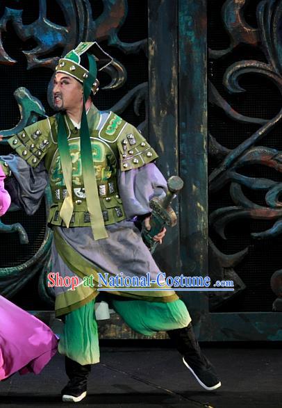 Chinese Huangmei Opera Martial Male Xiao Qiao Chu Jia Costumes and Headwear An Hui Opera General Apparels Armor Clothing