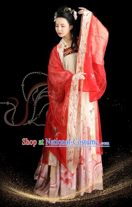 Chinese Ancient Court Lady Apparels Historical Costumes Traditional Tang Dynasty Noble Consort Hanfu Dress for Women