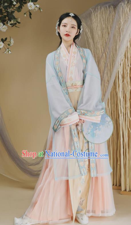 Ancient Chinese Traditional Women Hanfu Dress Young Lady Apparels Song Dynasty Historical Costumes Complete Set