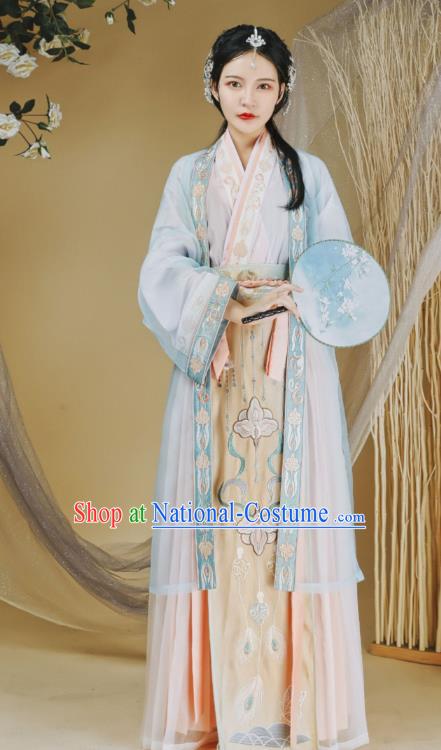 Ancient Chinese Traditional Women Hanfu Dress Young Lady Apparels Song Dynasty Historical Costumes Complete Set