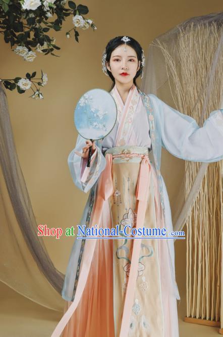 Ancient Chinese Traditional Women Hanfu Dress Young Lady Apparels Song Dynasty Historical Costumes Complete Set