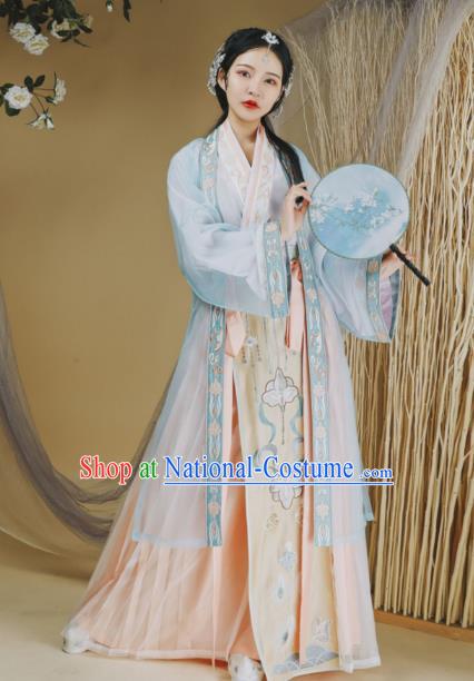 Ancient Chinese Traditional Women Hanfu Dress Young Lady Apparels Song Dynasty Historical Costumes Complete Set