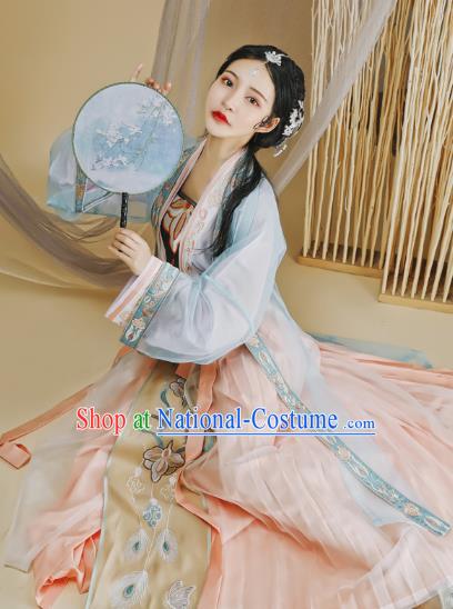 Ancient Chinese Traditional Women Hanfu Dress Young Lady Apparels Song Dynasty Historical Costumes Complete Set