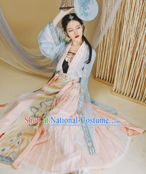 Ancient Chinese Traditional Women Hanfu Dress Young Lady Apparels Song Dynasty Historical Costumes Complete Set