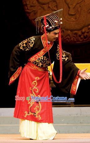 Chinese Huangmei Opera Emperor Costumes and Headwear An Hui Opera Yu Mei Qing Chou Apparels Clothing