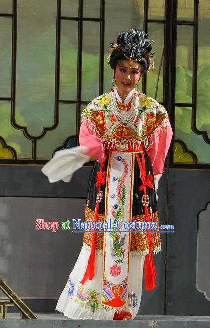 Chinese Shaoxing Opera Hua Tan Dress Dream of the Red Chamber Yue Opera Actress Costumes Noble Dame Wang Xifeng Garment Apparels and Headpieces