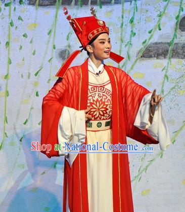 Chinese Huangmei Opera Scholar Costumes and Headwear Chun Jiang Yue An Hui Opera Xiaosheng Apparels Niche Clothing