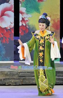 Chinese Huangmei Opera Noble Countess Garment Costumes and Headpieces Chun Jiang Yue Traditional Anhui Opera Actress Dress Apparels