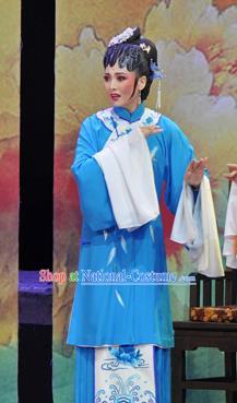 Chinese Huangmei Opera Young Female Garment Costumes and Headpieces Chun Jiang Yue Traditional Anhui Opera Dress Actress Liu Mingyue Apparels