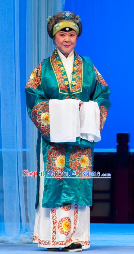 Chinese Ping Opera Pantaloon Costumes and Headdress Traditional Pingju Opera Geng Niang Elderly Female Dress Garment Apparels