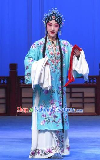 Chinese Ping Opera Zhu Hen Ji Hua Tan Apparels Costumes and Headdress Traditional Pingju Opera Young Female Dress Zhao Jintang Garment