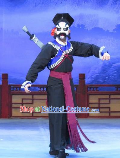 Zhu Hen Ji Chinese Ping Opera Young Male Costumes and Headwear Pingju Opera Wusheng Martial Male Apparels Soldier Clothing