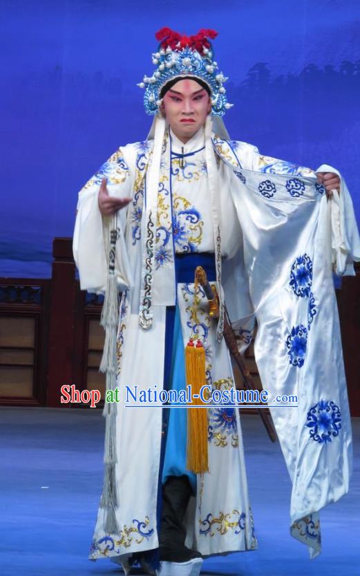 Zhu Hen Ji Chinese Ping Opera Martial Male Costumes and Headwear Pingju Opera Wusheng Apparels Soldier Zhu Chundeng Clothing