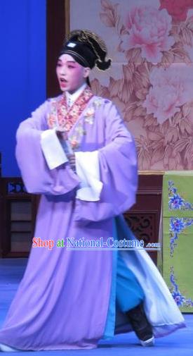 Zhu Hen Ji Chinese Ping Opera Young Male Costumes and Headwear Pingju Opera Xiaosheng Apparels Scholar Clothing