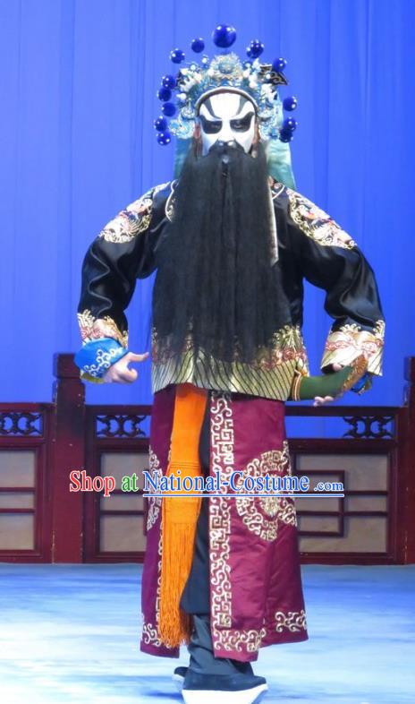 Zhu Hen Ji Chinese Ping Opera Jing Role Costumes and Headwear Pingju Opera General Apparels Clothing