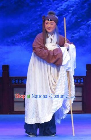 Chinese Ping Opera Old Woman Zhu Hen Ji Apparels Costumes and Headdress Traditional Pingju Opera Pantaloon Dress Elderly Female Garment