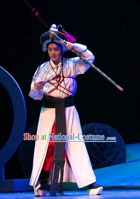 Dream of Red Mansions Chinese Huangmei Opera Takefu Costumes and Headwear Chun Jiang Yue An Hui Opera Martial Male Apparels Clothing