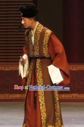 Zhen Zhu Shan Chinese Ping Opera Clown Costumes and Headwear Pingju Opera Ministry Councillor Apparels Clothing