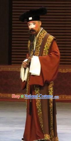 Zhen Zhu Shan Chinese Ping Opera Clown Costumes and Headwear Pingju Opera Ministry Councillor Apparels Clothing