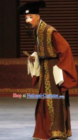 Zhen Zhu Shan Chinese Ping Opera Clown Costumes and Headwear Pingju Opera Ministry Councillor Apparels Clothing