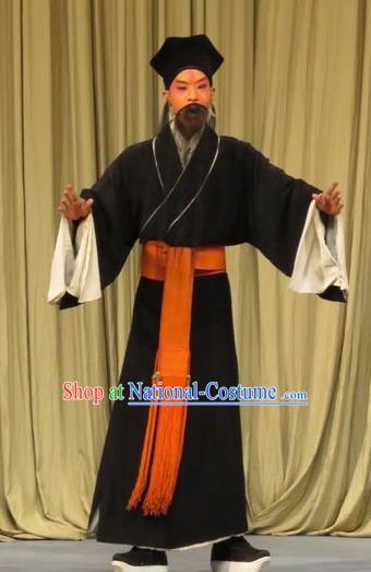 Zhen Zhu Shan Chinese Ping Opera Old Man Costumes and Headwear Pingju Opera Laosheng Apparels Clothing