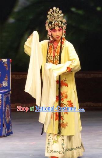 Chinese Ping Opera Young Female Diva Wang Sanqiao Apparels Costumes and Headdress Zhen Zhu Shan Traditional Pingju Opera Hua Tan Dress Garment