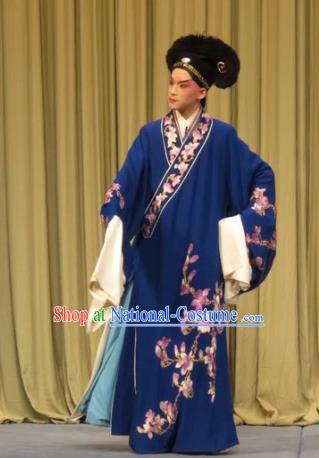 Zhen Zhu Shan Chinese Ping Opera Xiaosheng Costumes and Headwear Pingju Opera Merchant Apparels Young Male Chen Dalang Clothing