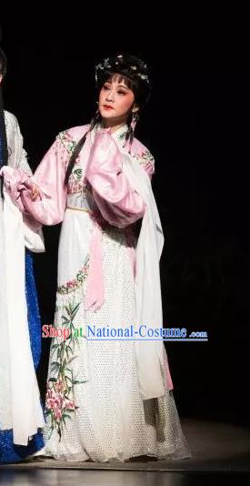 Dream of the Red Chamber Chinese Shaoxing Opera Young Lady Dress Apparels Yue Opera Costumes You Sanjie Garment and Hair Jewelry