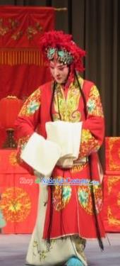 Chinese Ping Opera Bride Wedding Garment Costumes and Headdress Jie Nv Qiao Pei Traditional Pingju Opera Hua Tan Red Dress Apparels