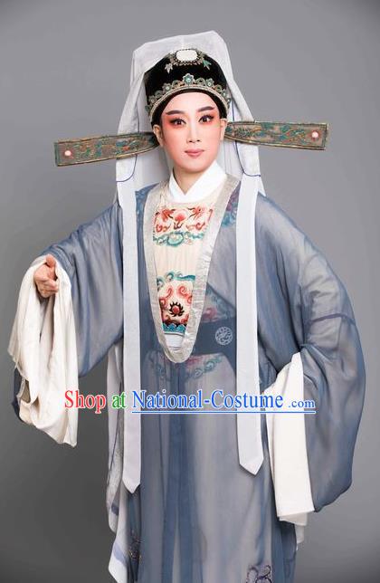 Chinese Yue Opera Scholar Apparels The Story of Hairpin Wang Shipeng Garment and Headwear Shaoxing Opera Niche Embroidered Costumes