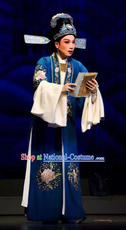 Chinese Yue Opera Xiao Sheng Scholar Apparels The Story of Hairpin Wang Shipeng Garment and Headwear Shaoxing Opera Costumes