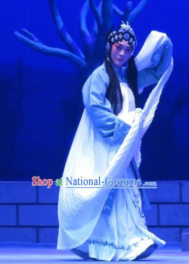 Chinese Ping Opera Distress Female Costumes Apparels and Headdress Bao Gong San Kan Butterfly Dream Traditional Pingju Opera Woman Dress Garment