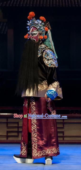 Chinese Ping Opera Jing Martial Male Biao Bao Gong San Kan Butterfly Dream Costumes and Headwear Pingju Opera Imperial Bodyguard Apparels Clothing