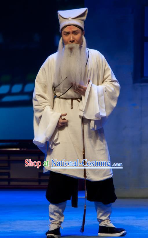 Chinese Ping Opera Elderly Male Biao Bao Gong San Kan Butterfly Dream Costumes and Headwear Pingju Opera Old Servant Apparels Clothing