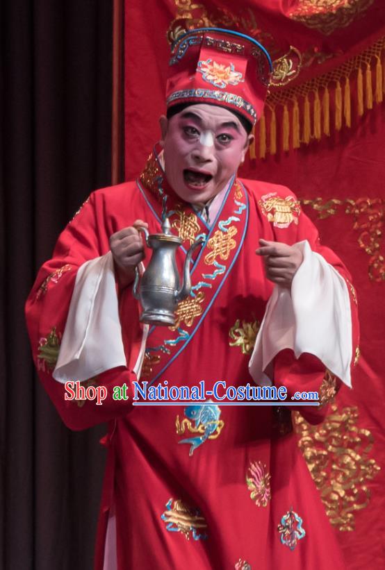 Geng Niang Chinese Ping Opera Clown Male Costumes and Headwear Pingju Opera Robber Wang Shiba Apparels Clothing