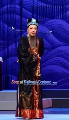 Chinese Yue Opera Prime Minister Apparels The Story of Hairpin Garment Shaoxing Opera Elderly Male Costumes and Hat Complete Set