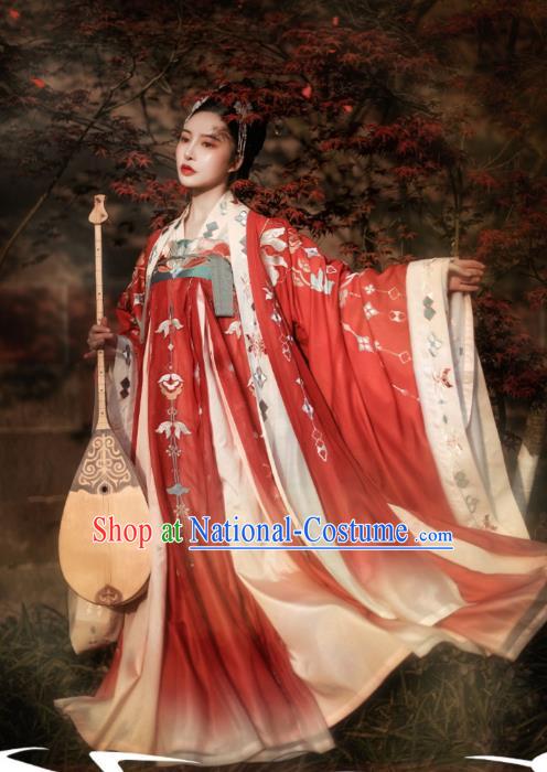 Chinese Traditional Tang Dynasty Woman Apparels Ancient Court Princess Historical Costumes Goddess Hanfu Dress