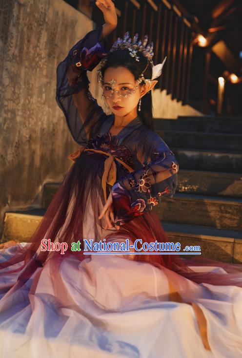 Chinese Traditional Ancient Apparels Tang Dynasty Historical Costumes Young Lady Hanfu Dress