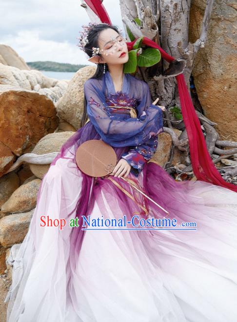 Chinese Traditional Ancient Apparels Tang Dynasty Historical Costumes Young Lady Hanfu Dress