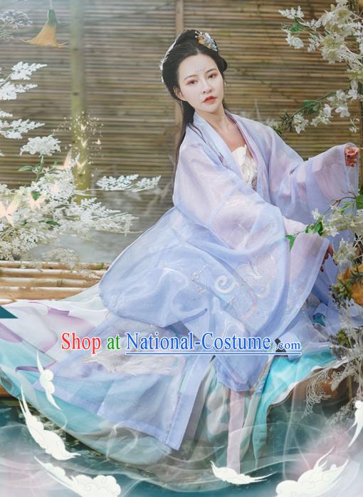 Chinese Traditional Ancient Song Dynasty Apparels Historical Costumes Goddess Patrician Lady Hanfu Dress